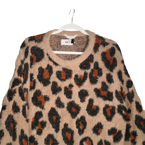 Wild Sweater Women Size XL 16-18 Brown Leopard Cheetah Big Cat Animal Fuzzy Soft - Picture 2 of 8